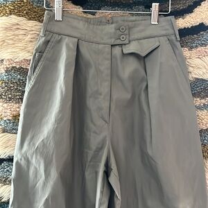 BRAUN Women's 6 Green Baggy High-Rise Corduroy Fold-Over Hem & Details Trousers